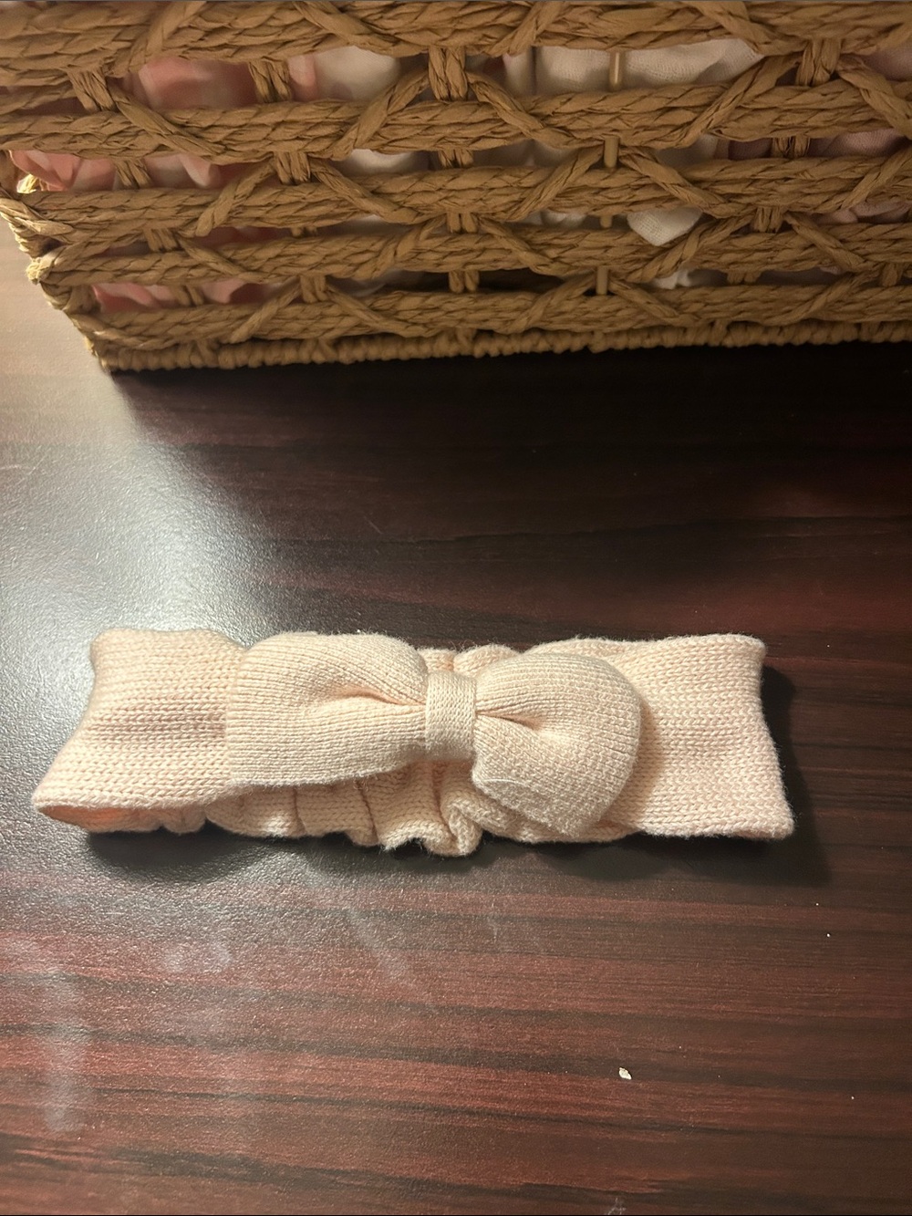 Nicole Miller Light Pink Knit Bow Headband for Kids